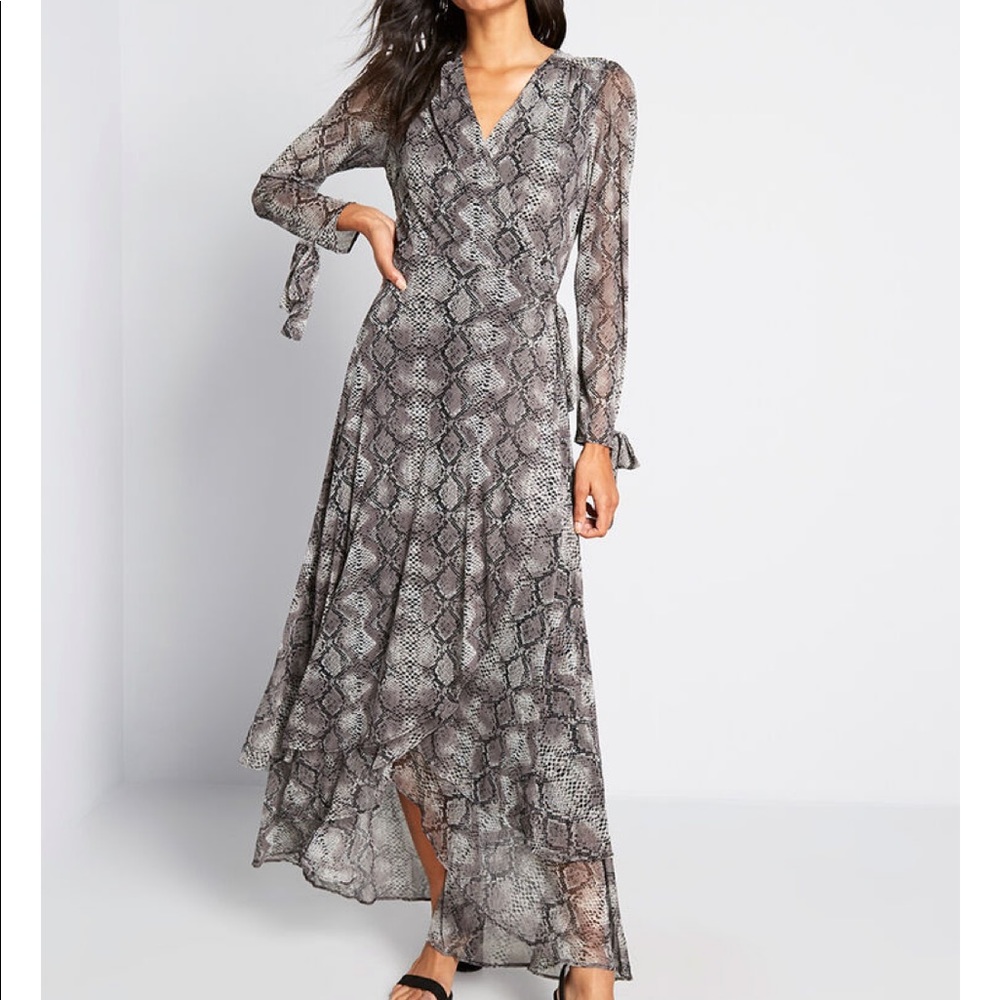 Snake Print Wrap Dress
